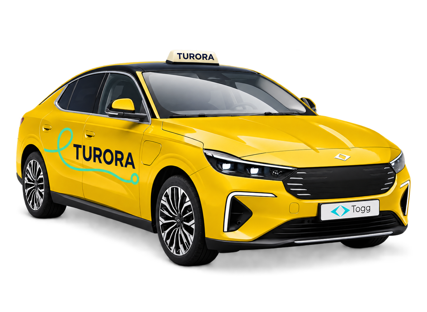 Turora T10F sedan yellow taxi concept